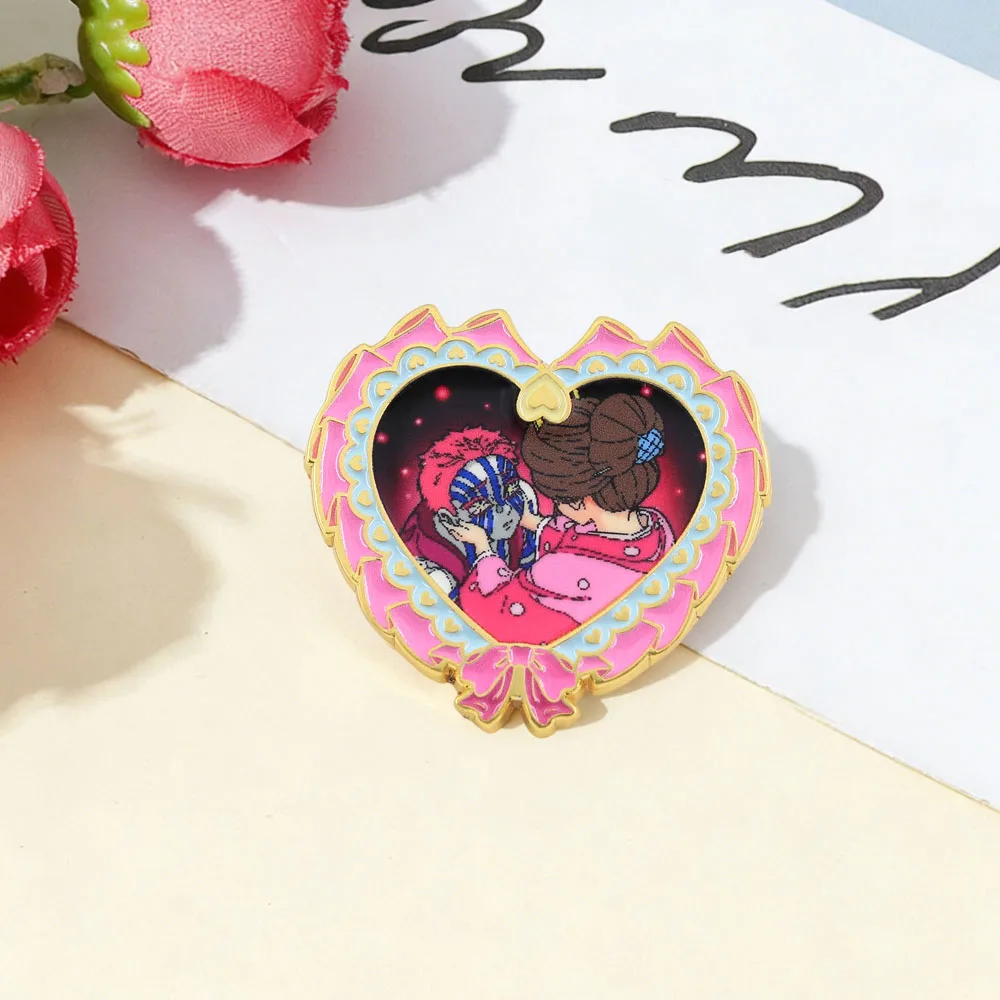 Akaza und Koyuki Paar Emaille-Brosche Rosa Herz Schleife Abzeichen Fan-Sammlerstück Anime-Merchandise Accessoires Geschenk für Freunde – Detail 13