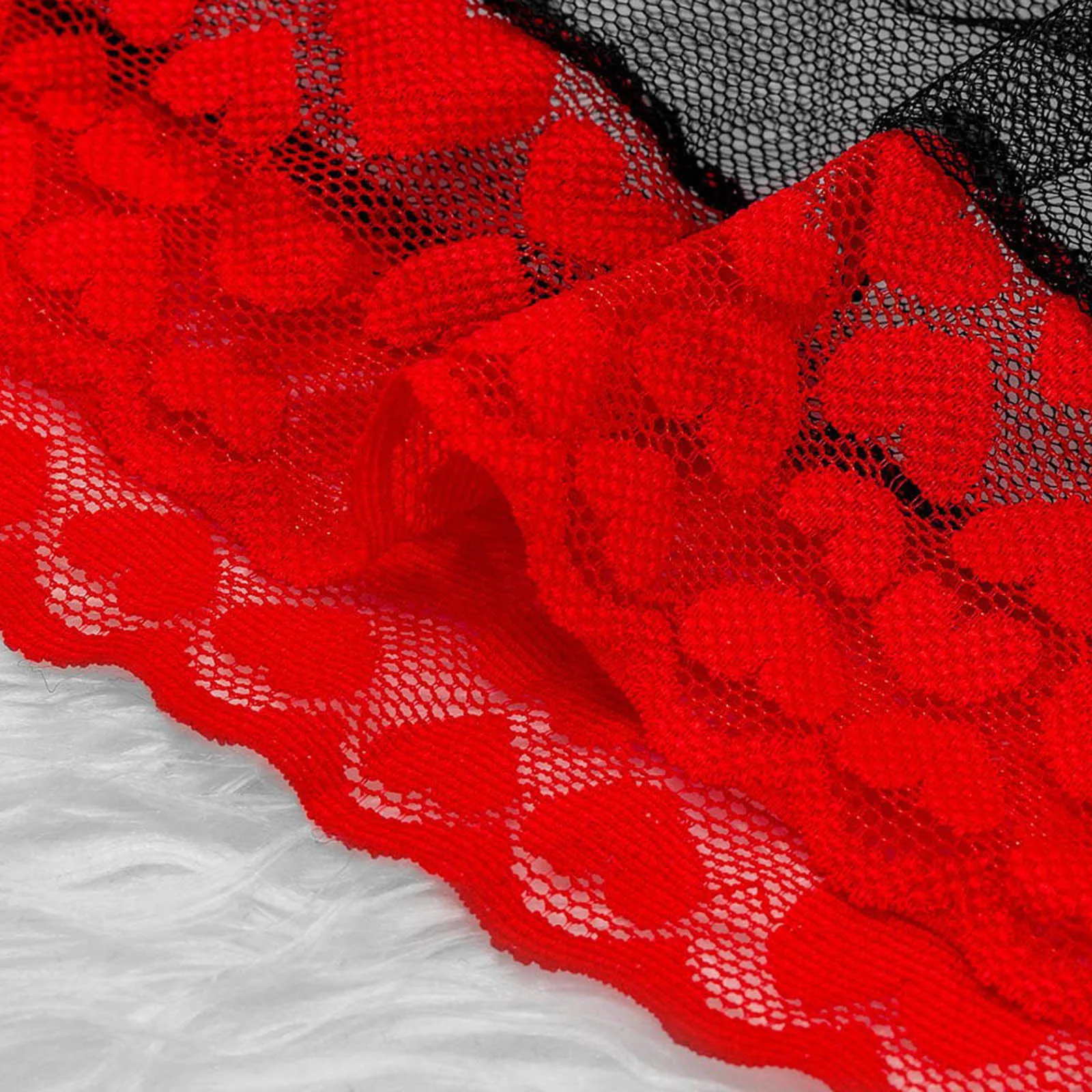 Sexy Doll Lingerie Set, Transparent Mesh Lingerie with a Three-Piece Love Embroidery, Bra, Skirt Panties, Female Lace Apparel. image 6