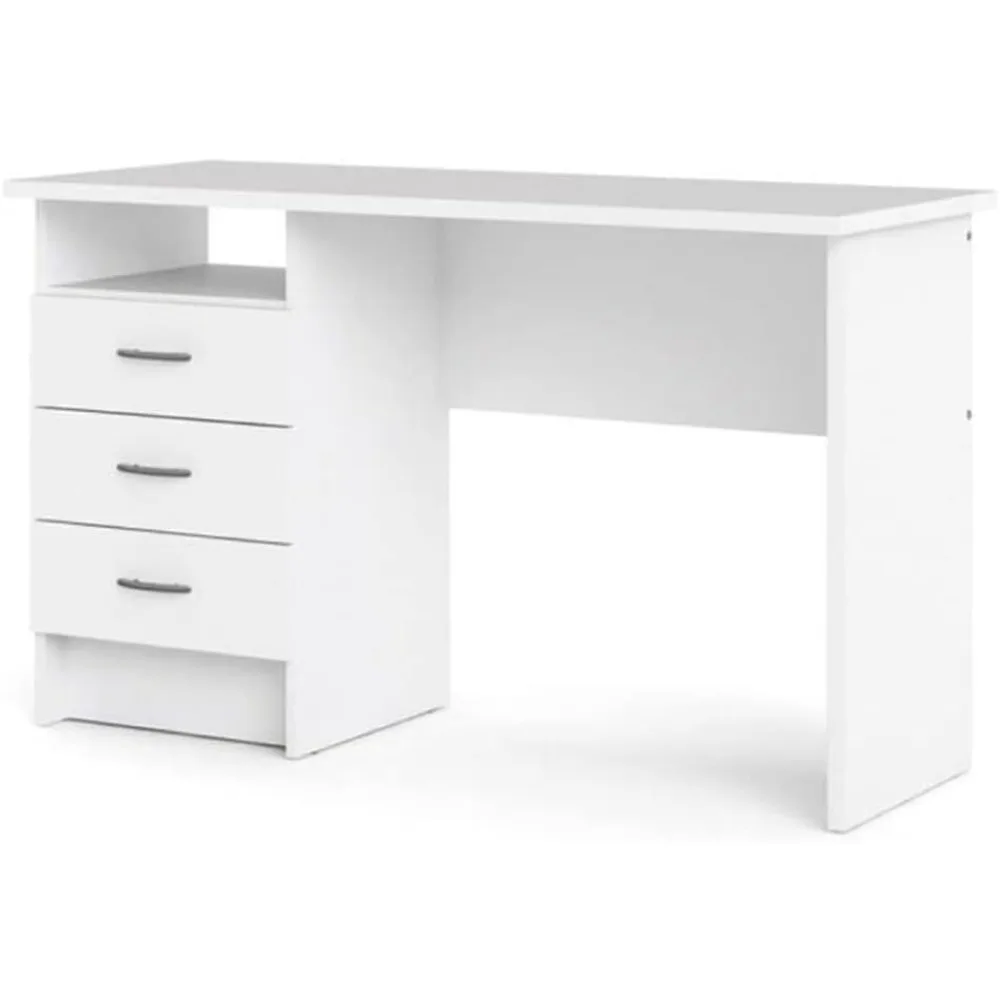 

Whitman 3-Drawer Writing Desk in White - Compact Home Office Desk with Storage