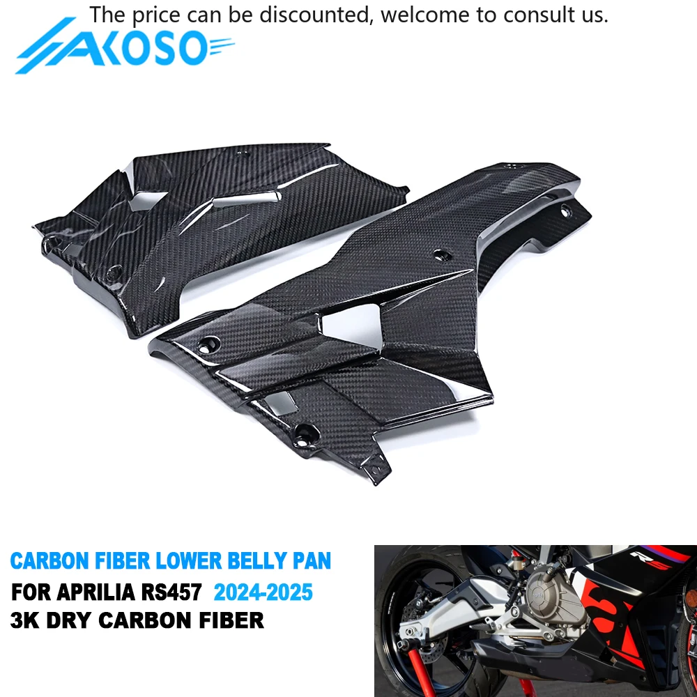 

AKOSO 100% 3K Twill Glossy Dry Carbon Fiber Lower Belly Pan For Aprilia RS457 2023 2024 2025