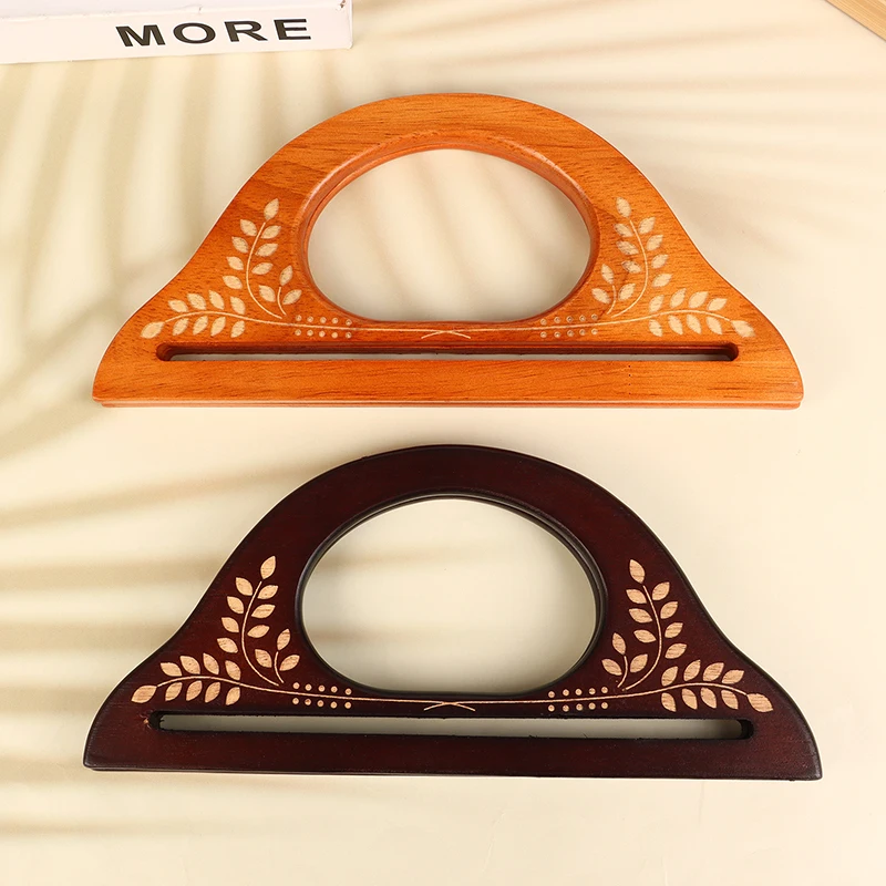 2Pcs Wooden Handle Handmade Purse Frames Wood Handbag Sewing Brackets DIY Handles For Making Bags Accessories 2 Colors