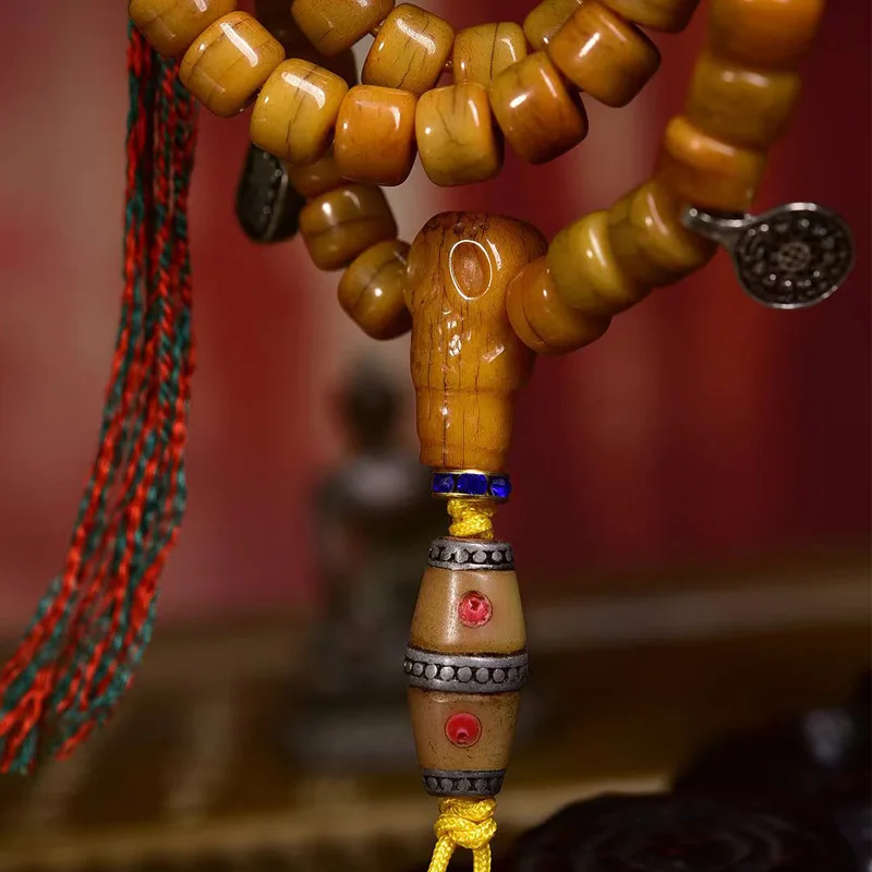 108 Yak Buddhist Tibetan Style Multi-Circle Bracelet Beads Vintage Retro Bone Accessories