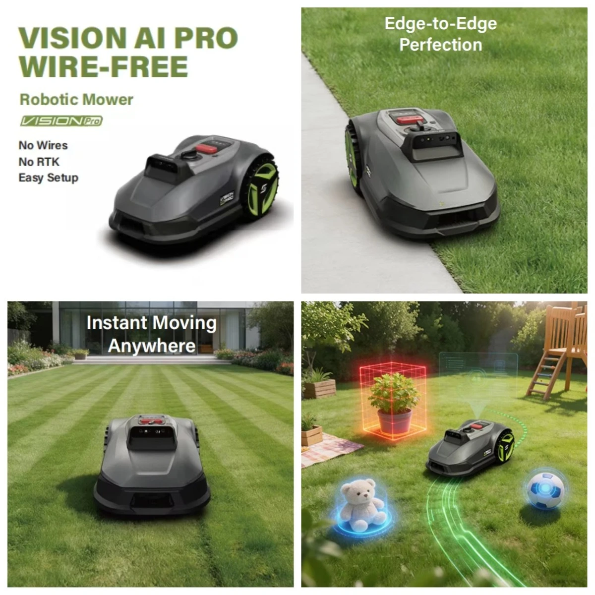 Fully Automatic Robot Lawn Mower with AI Vision & DIY Function, Factory Price for Villas and Large Gardens