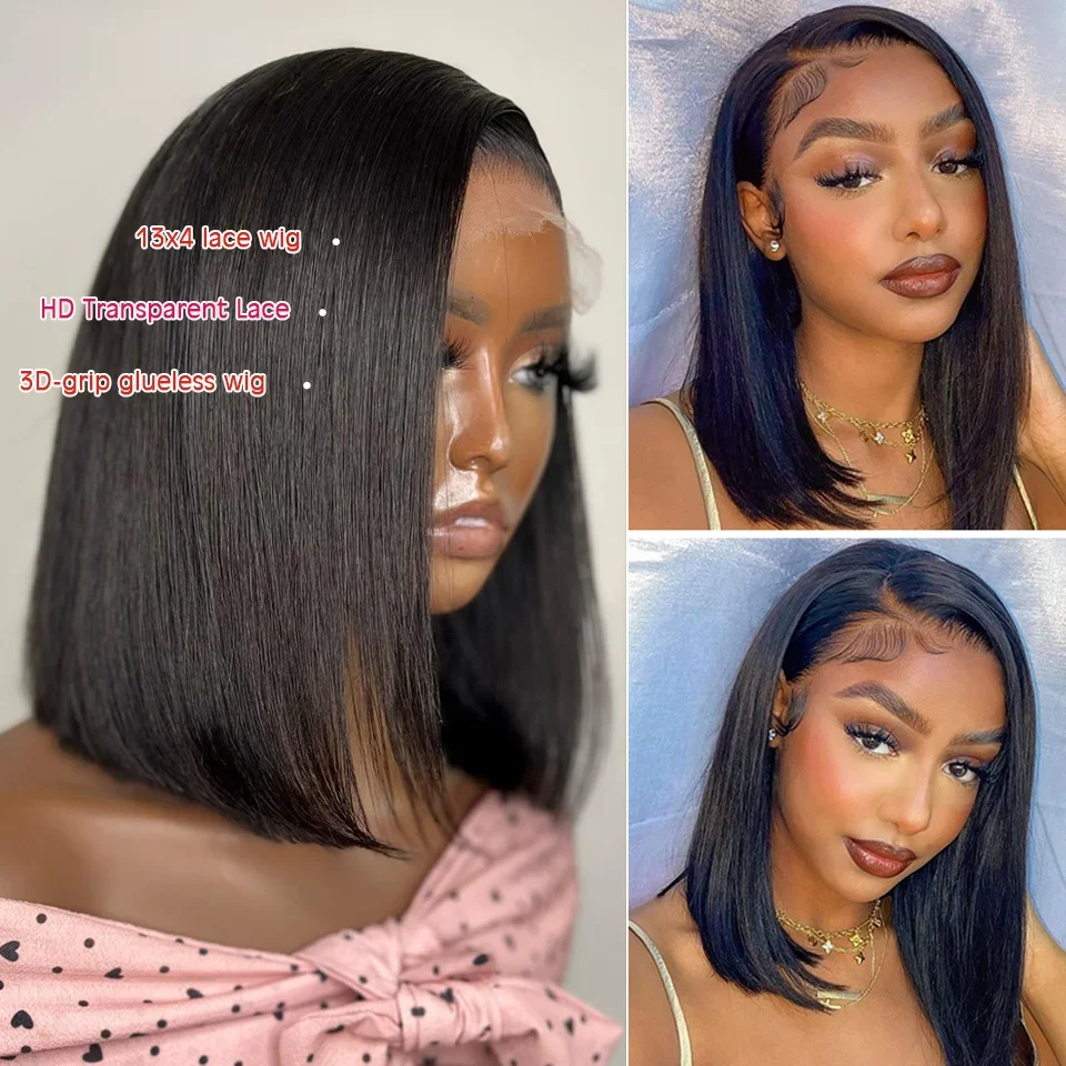 Bone Straight Bob Wig Lace Front Human Hair Wigs For Women Short Bob Wig 13x4 HD Lace Frontal Wig Glueless Wig Human Hair 180%