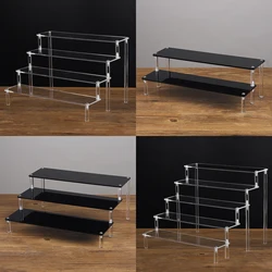 Acrylic Riser Black Display Shelf Perfume Organizer Cupcake Stand Rack for Funko POP figures,Desserts Holder Collection Cosmetic