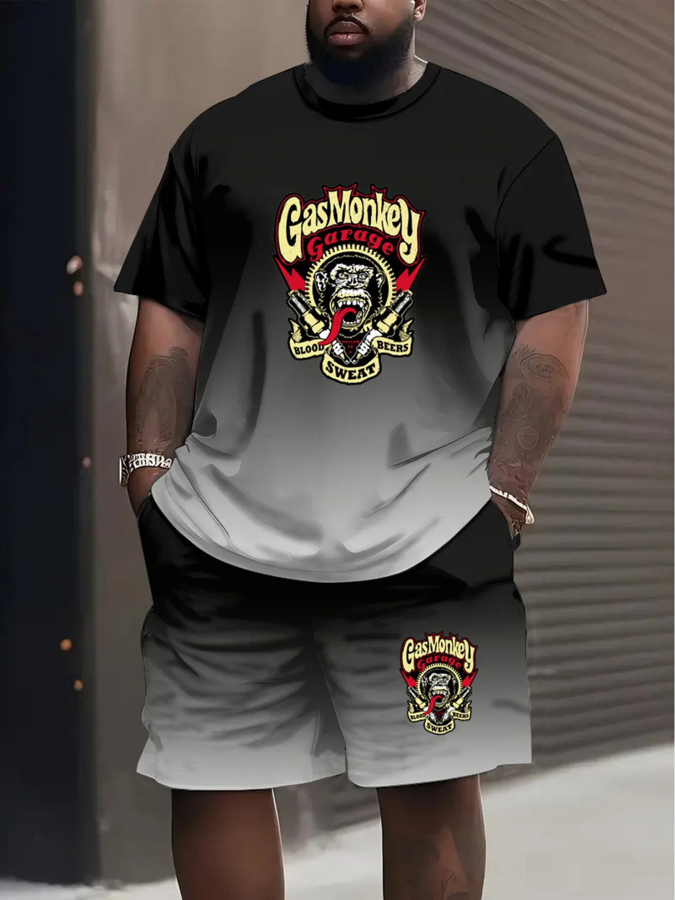 

Summer Hot Selling Men's 3D Printed Polyester Short Sleeved Shorts Set, Fashionable Casual Breathable Set, Daily Wear