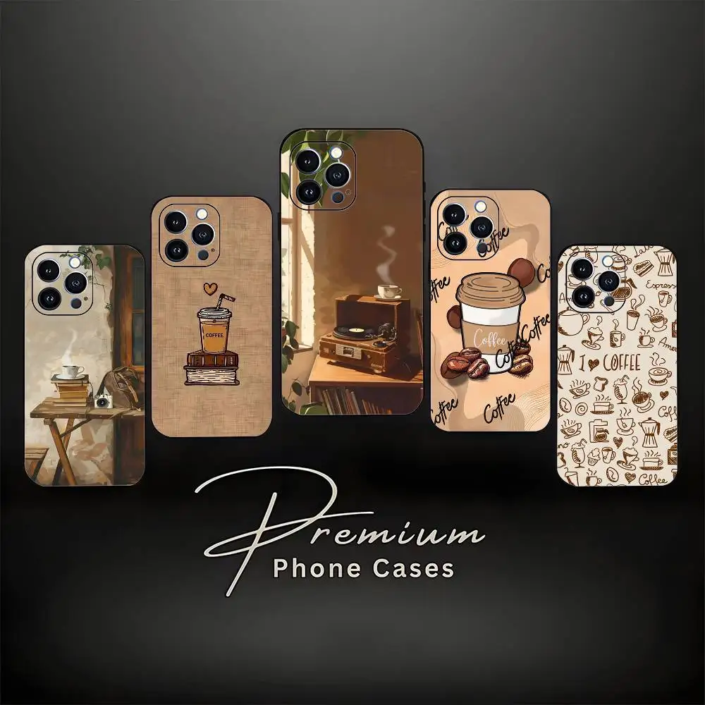 

Coffee Study Book illustration Phone Case For iPhone 17,16,15,14,13,12,11 ,Pro Max,XS,X,XR,SE,Mini,8,7,Soft Silicone Black Cover