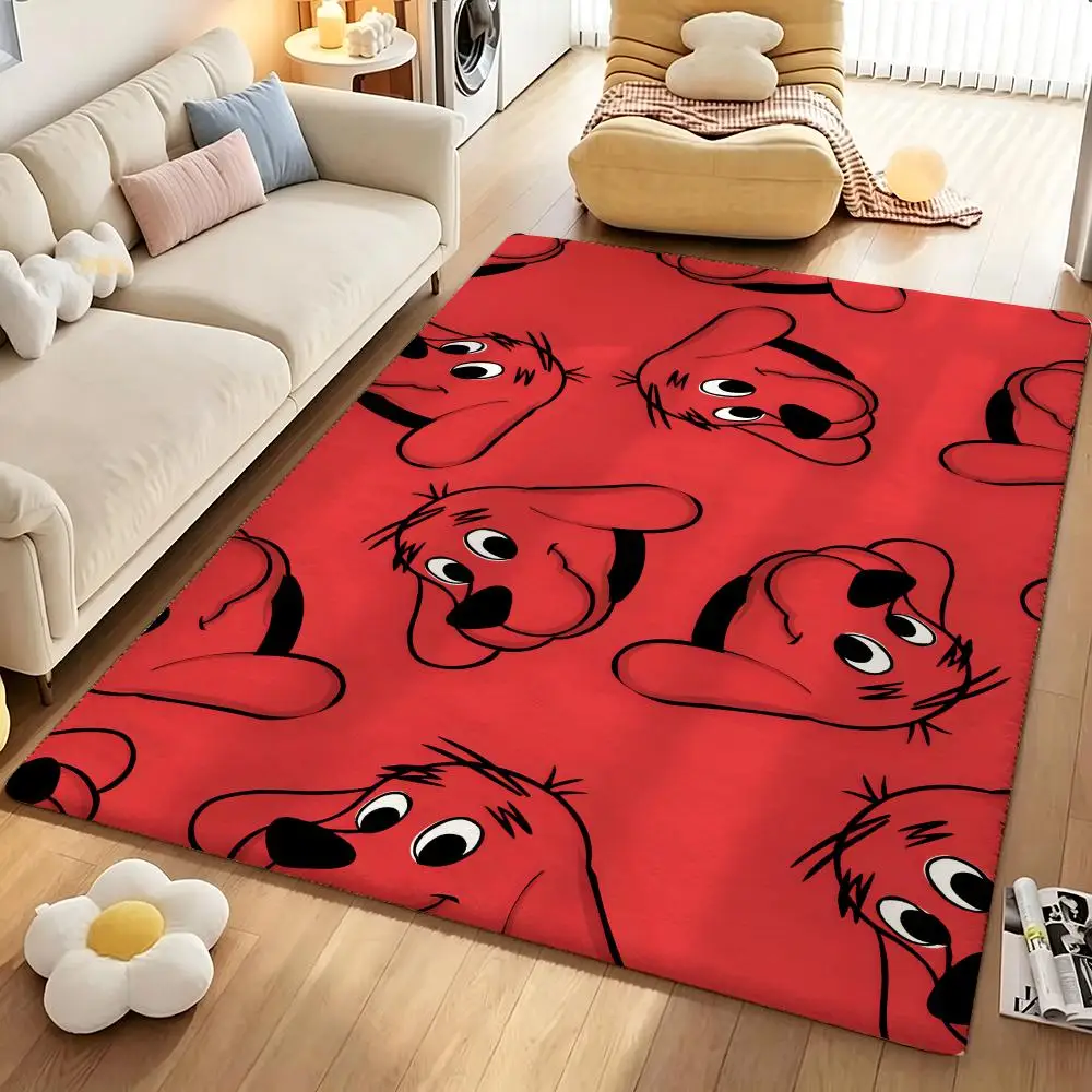 Clifford t-the B-Big R-Red D-Dog Floor Mat Soft Cartoon Flannel Non-Slip Kids Play Mat & Entrance Door Mat for Bathroom Bedroom