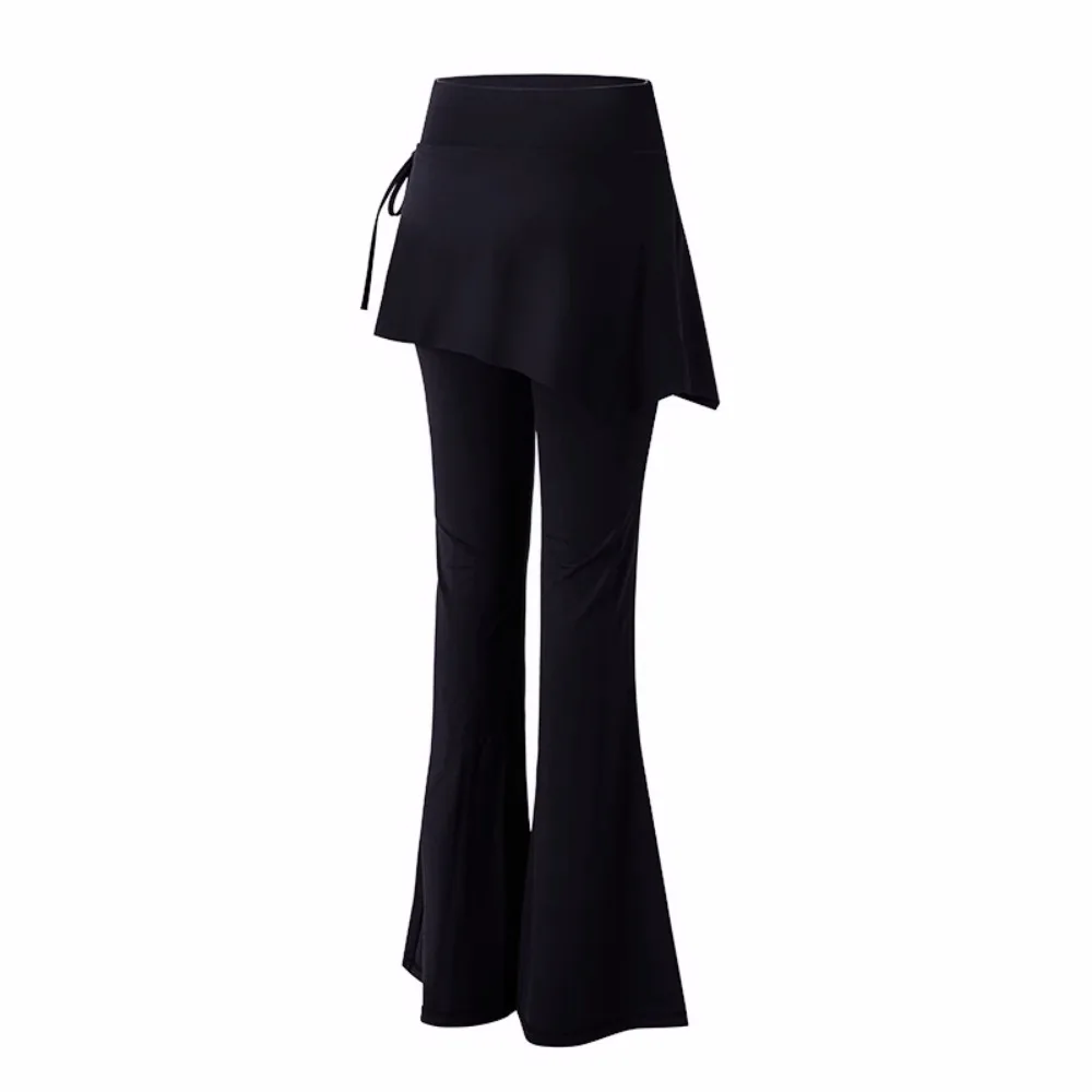 

Skirt Design Fitness Leggings 2 in 1 Flare Hem Sports Leggings Quick Drying Tight Sports Yoga Pants Prevent Embarrassment