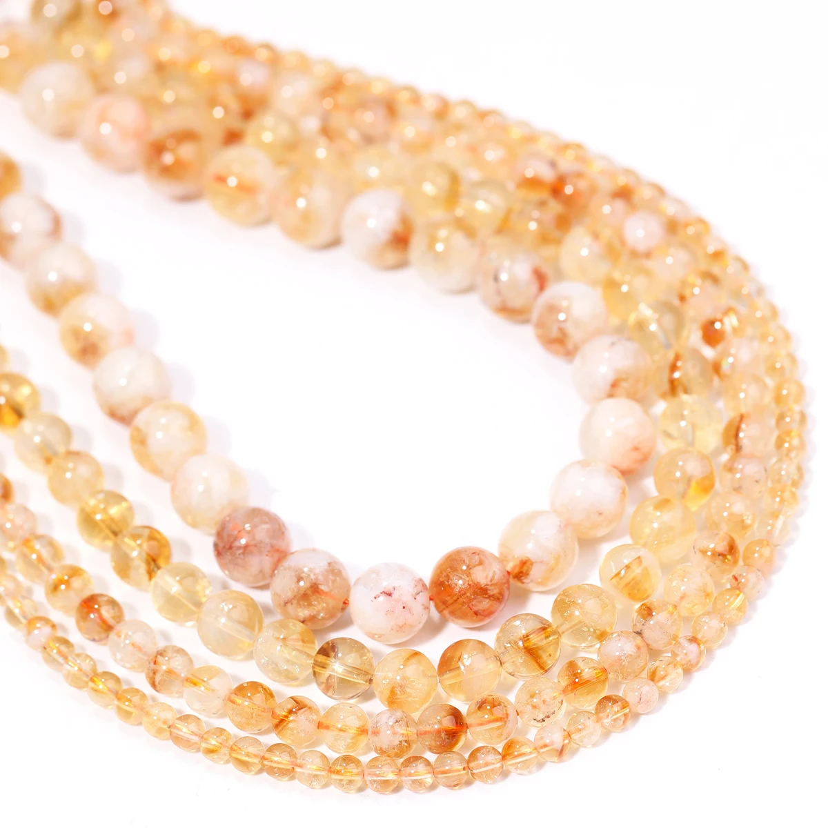 AAAAA سيترين الخرز كريستال الحجر الطبيعي 4/6/8/10 مللي متر الكوارتز الطاقة شفاء الخرز للمجوهرات قلادة سوار DIY بها بنفسك اكسسوارات