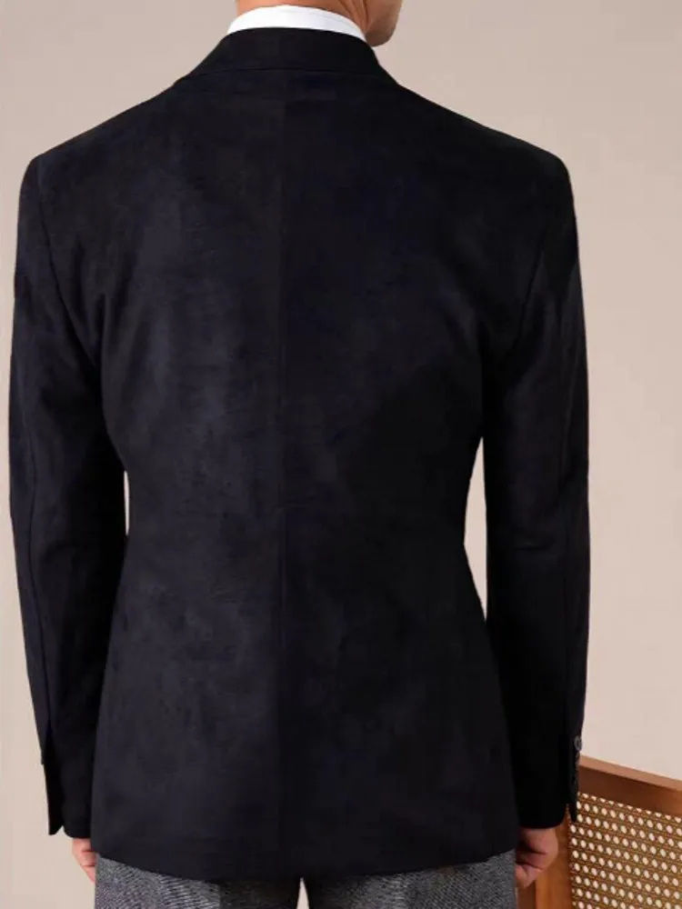 Fashion Male Black Suit Jacket Business Gentleman Lapel Blazers Two Button Single breasted Banquet Outerwear Hot Sale Party Coat