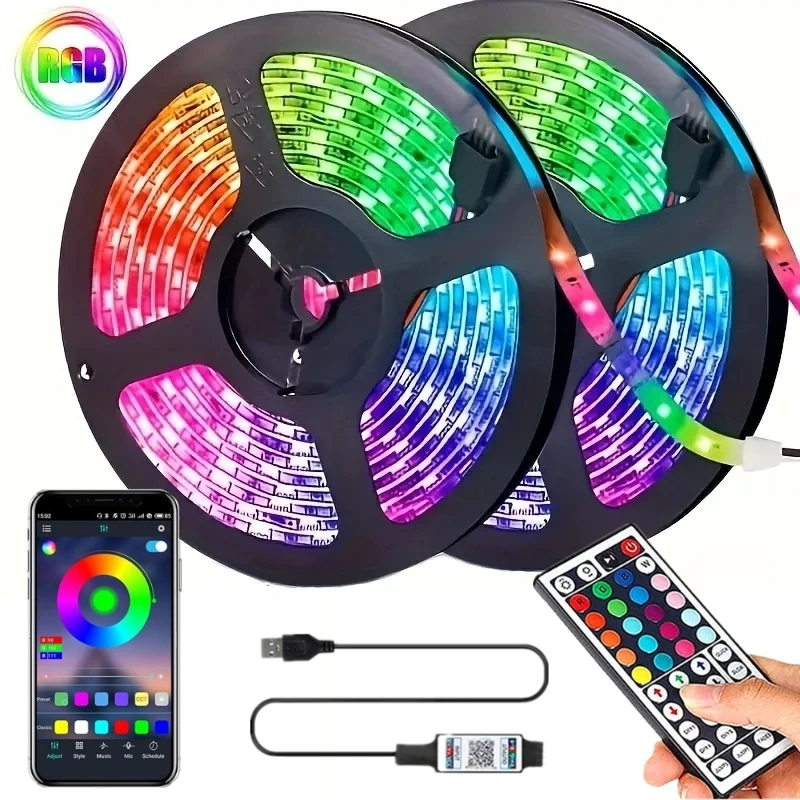 RGB Led Strip Lights Led Room Light with 3Key 44key APP Control Flexible Ribbon Luces Led Tape for Room Bedroom Decoration