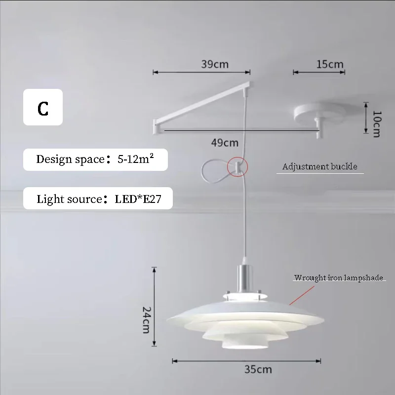 NONE Lange Arm verstellbare Pendel leuchten für Küche Esszimmer Hängelampe drehen Deckens chaukel Falt leuchter nordic home 9