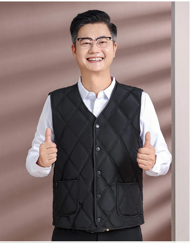 

New Thickened Warm Winter Jacket for Middle-aged and Elderly Men's Casual Wear Fashionable Dad's Thickened Jacket and Waistcoat