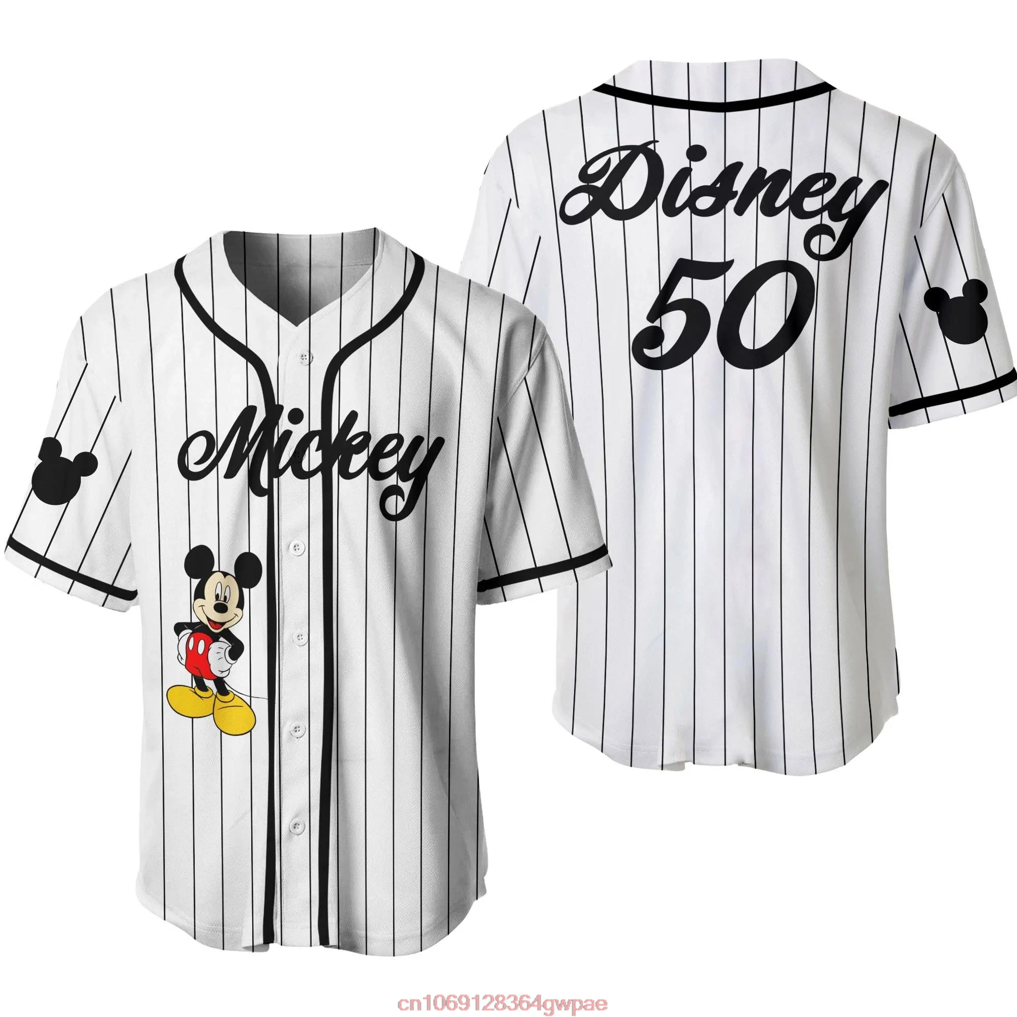 Disney Mickey Baseball Jersey Men\'s Women\'s Tee Tops Disney 50th Anniversary Short Sleeve Shirt T-Shirt Fashion Baseball Uniform