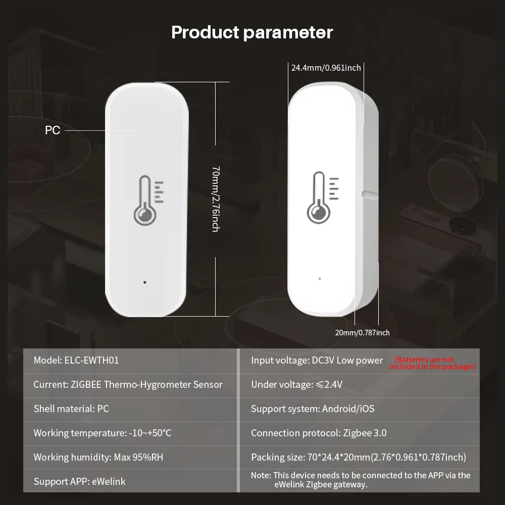 eWelink Zigbee3.0 Temperature Humidity Sensor Real-Time Monitoring  Compatible Alexa Google Home Alice Home Assistant Zigbee2mqt