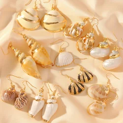 Bohemian Shell Conch Earrings with a sense of luxury and simplicity, niche women's ocean series beach conch shell earrings