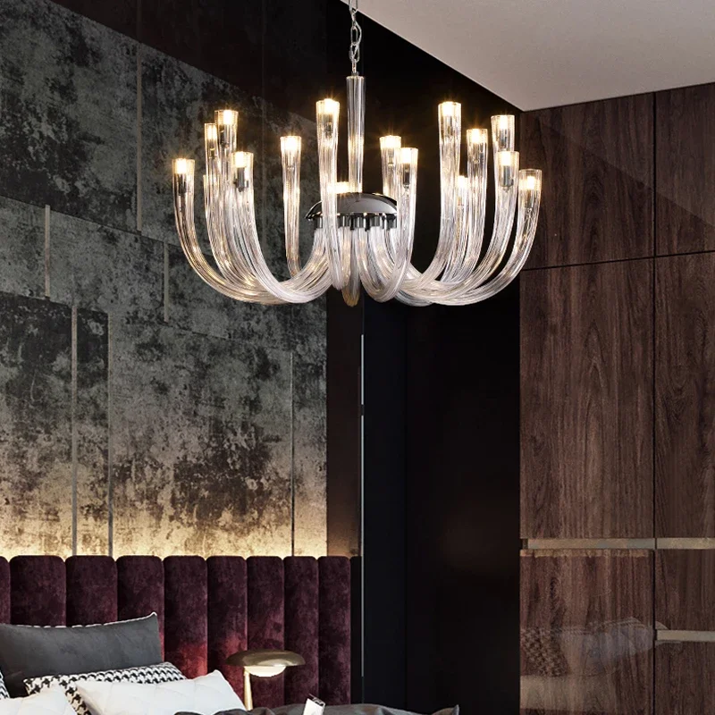 Art Deco Glazen Kroonluchter Voor Woonkamer Slaapkamer Eetkamer Ontwerper Luxe Led Hangende Ligting 2024 Nieuwe Lamp