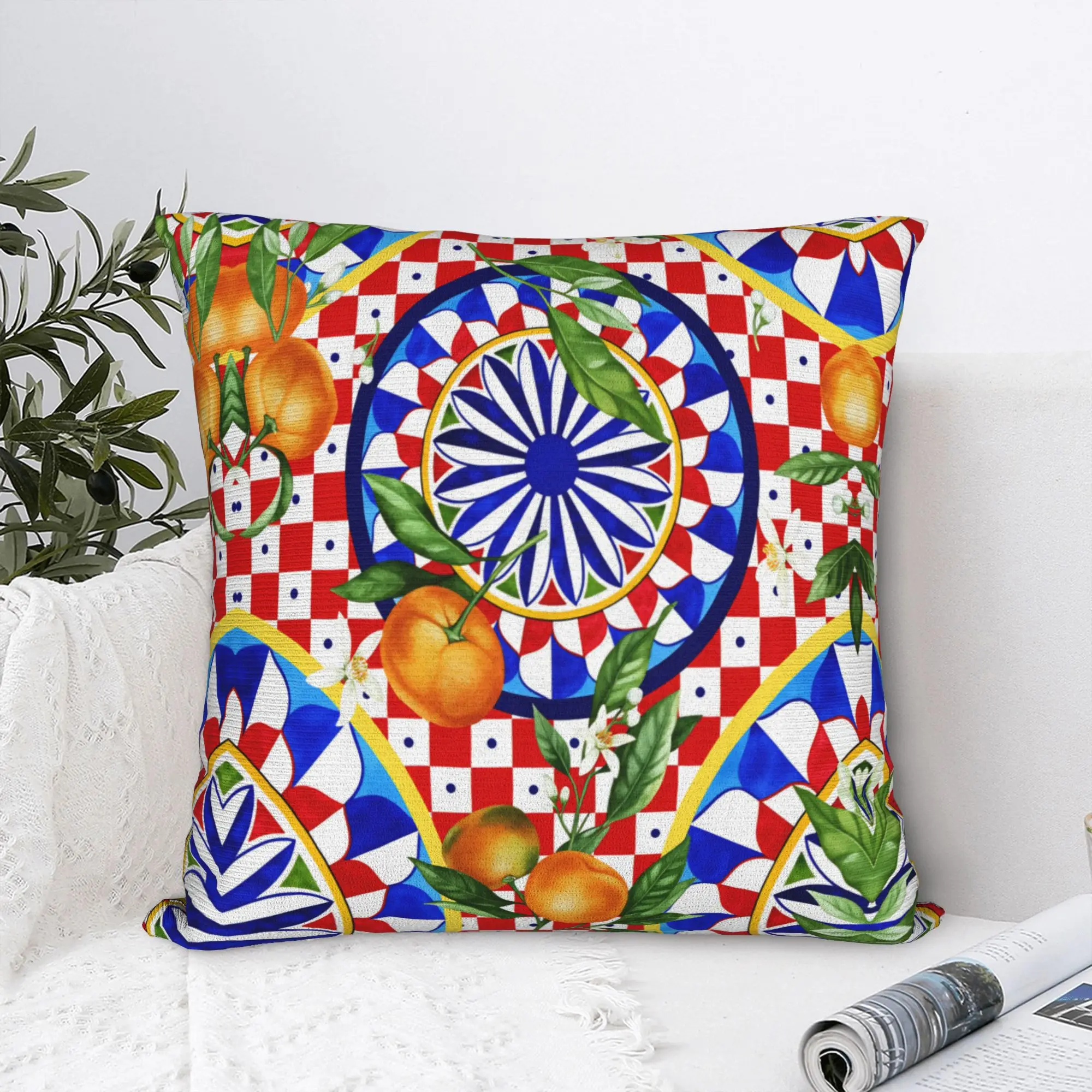 Fruit Lemon Pillow Case  Square Pillow Cover Retro Trendy Pillowcases For Couch Sofa Bedroom