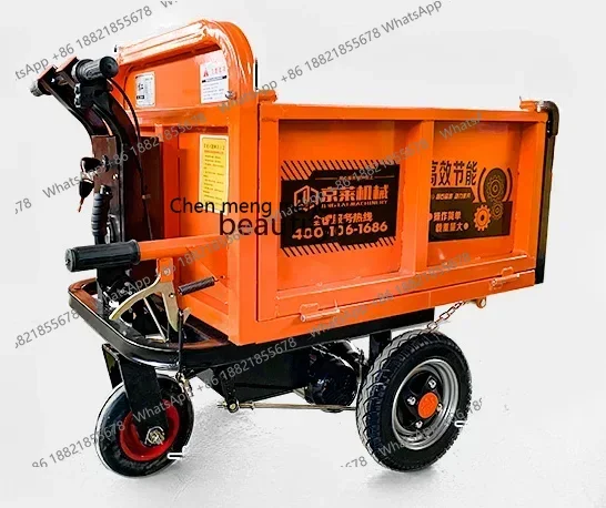SS Engineering Electric Trolley Hand Push Three-Wheel Gray Bucket Truck Construction Site Cavalry Tilting Small Handling Brick 7