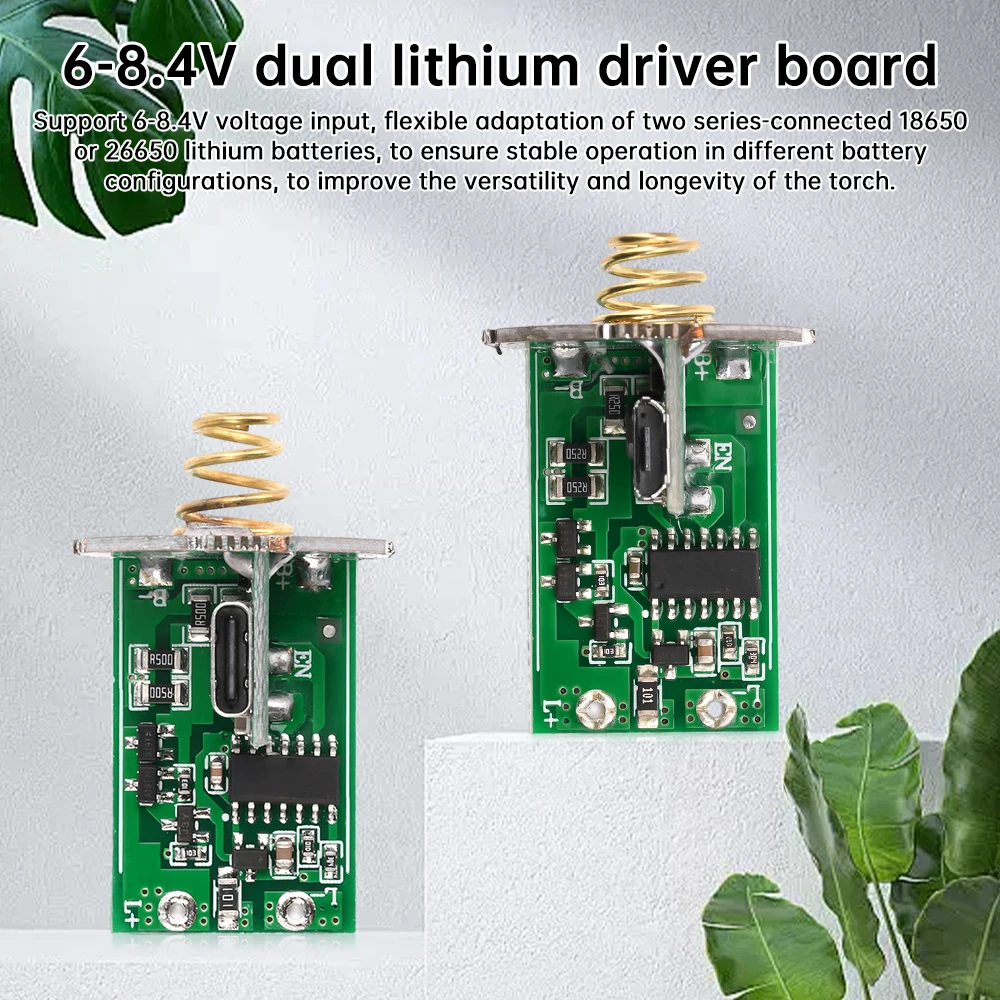 6-8.4V Dual Lithium Battery Driver Board For 2*18650/26650 Batteries Flashlight Drive Module for 15-20W LED Beads