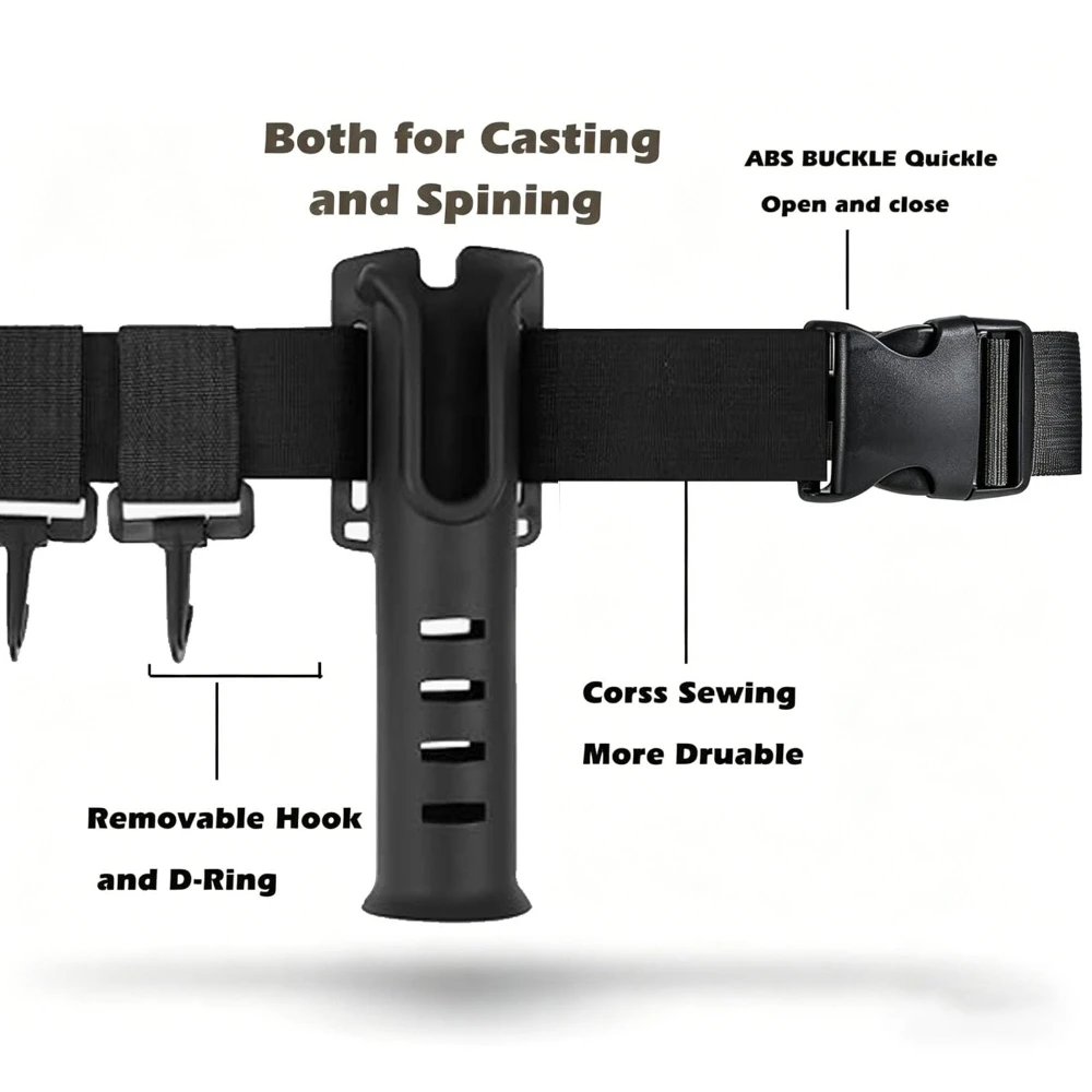 Portable Rod Holder Universal Fishing Rod Belt Mount Fishing Rod Holder Belt Adjustable Waist Wading Belts for Lure Rock Fishing
