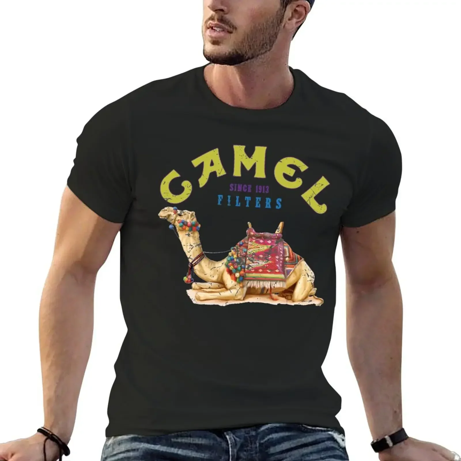 

Dromedary Camel Crush Cigarette Joe Camel Design T-Shirt heavyweights quick-drying Short sleeve tee men