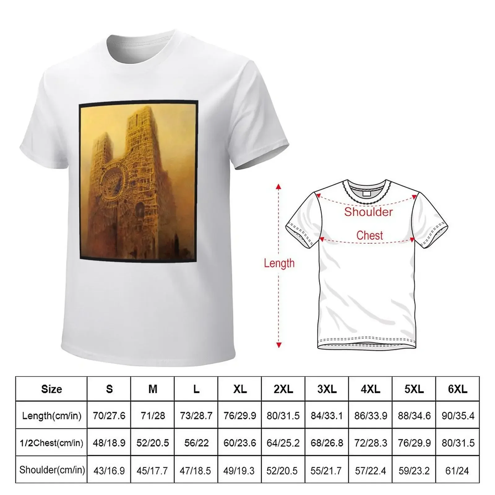 Beksinski Tower T-shirt oversized cute tops plus sizes t shirts for men pack