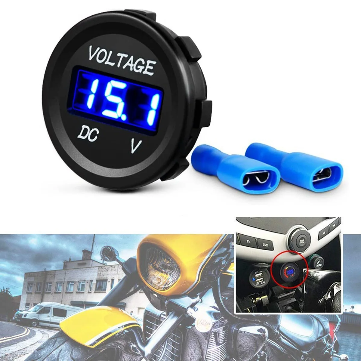 DC 12V LED Panel Digital Voltage Meter Display Voltmeter for Boat Marine Vehicle Motorcycle Truck ATV UTV Blue