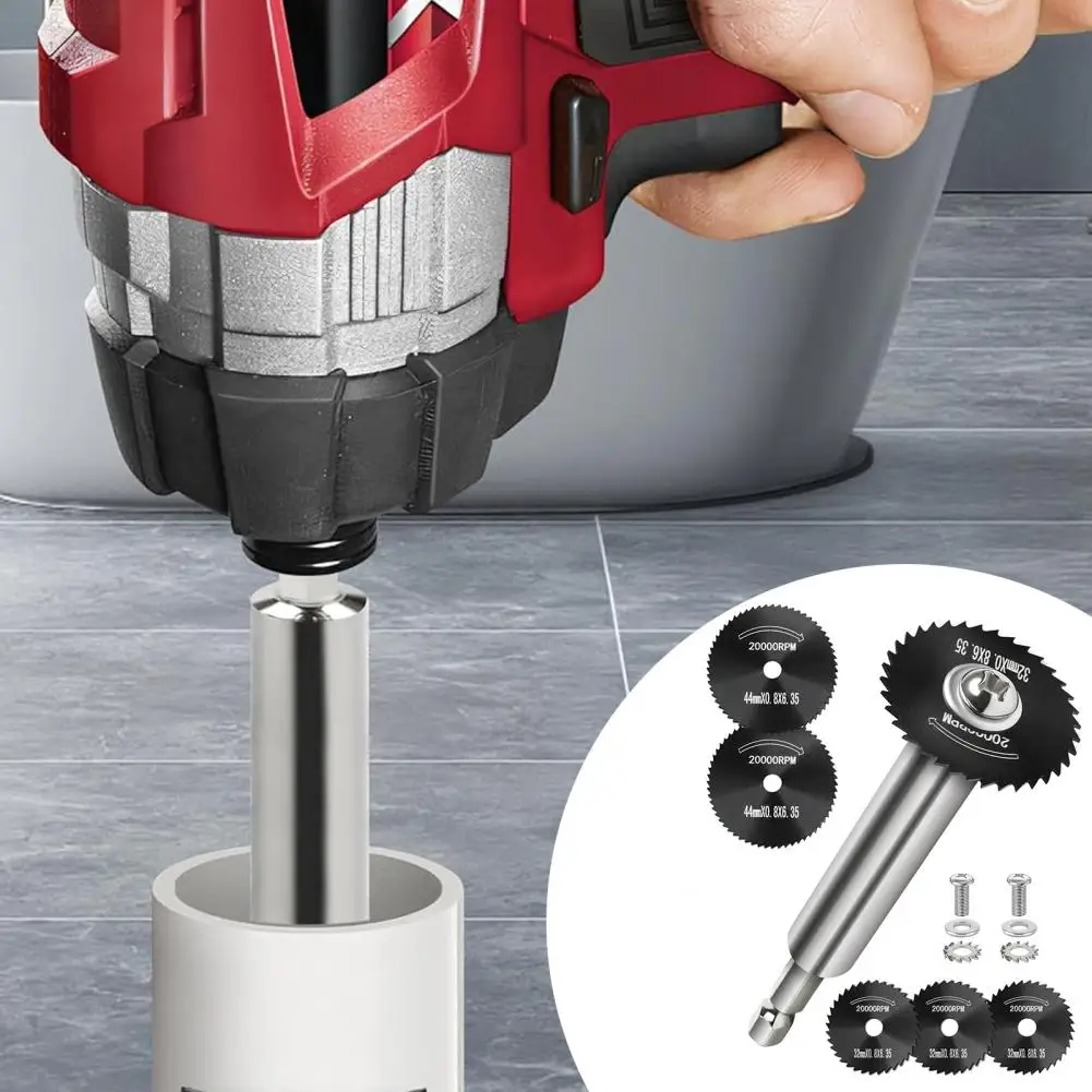 Pipe Cutter with 5 Replacement Saw Blades Compact Design Portable 1/4 Inch Hex Shank Impact Connect PVC Pipe Cutter Set
