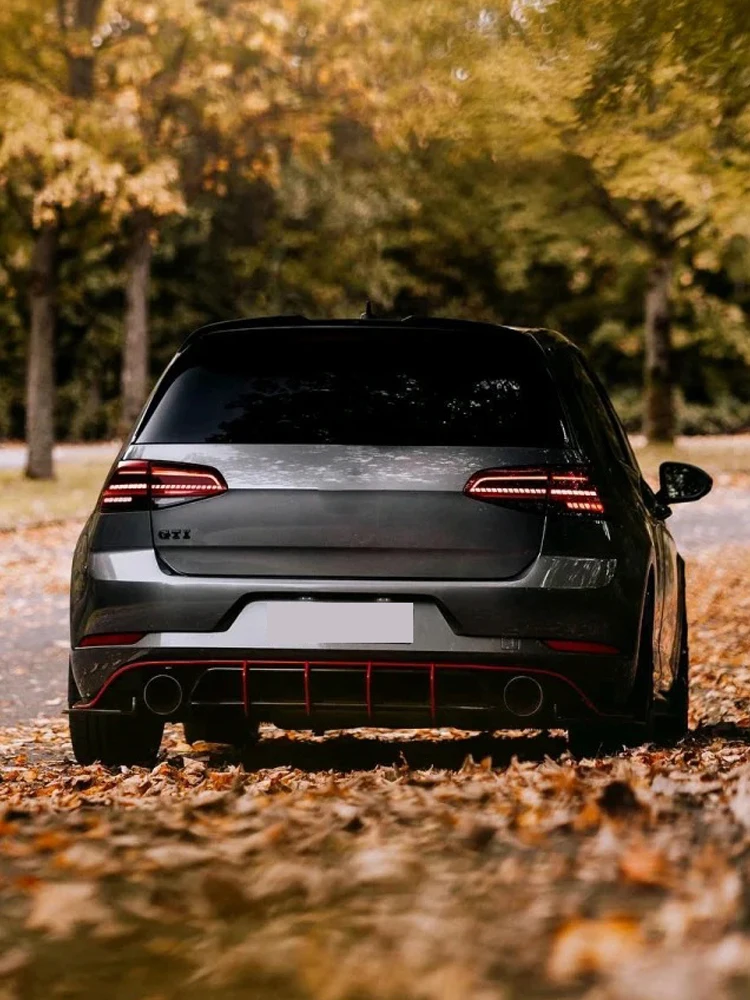 NOWY styl tylnego zderzaka samochodowego z 4 żebrami dyfuzora do VW Volkswagen Golf 7 VII MK7 GTI 2013-2016 Tylny spojler boczny Spoiler Lip — 2