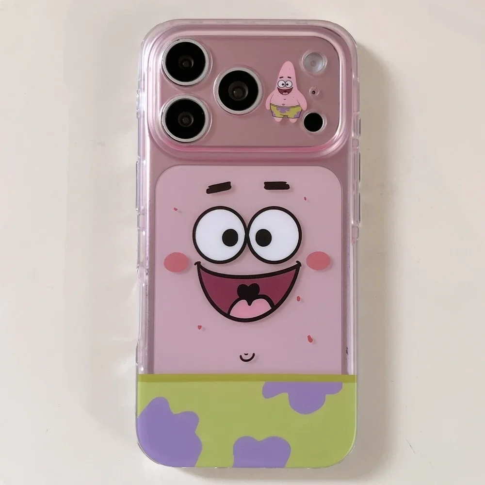 Funda para iPhone 17 Pro 16 15 Pro Max, Diseño de Bob Esponja y Patricio Estrella, Carcasa Rígida Antigolpes