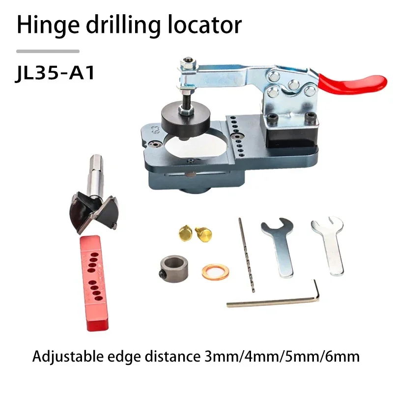 

35mm Hinge Boring Jig Kit Hole Opener Tools Puncher Template Aluminum Alloy for Door Cabinets DIY Carpentry Hand Tools