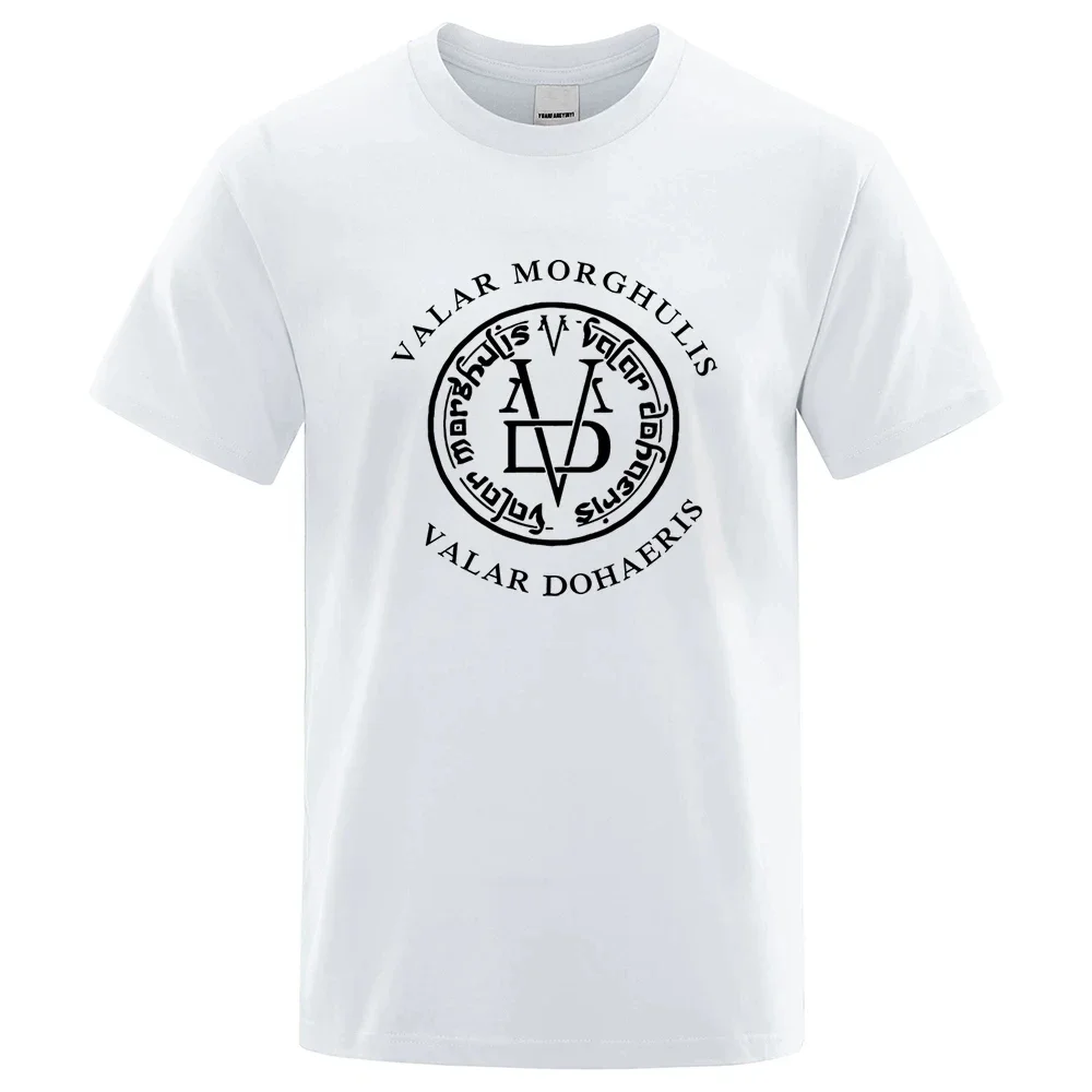 Camiseta de Valar Morghulis & Valar Dohaeris para hombre y mujer, camisa informal de Hip-Hop, de manga corta, de gran tamaño