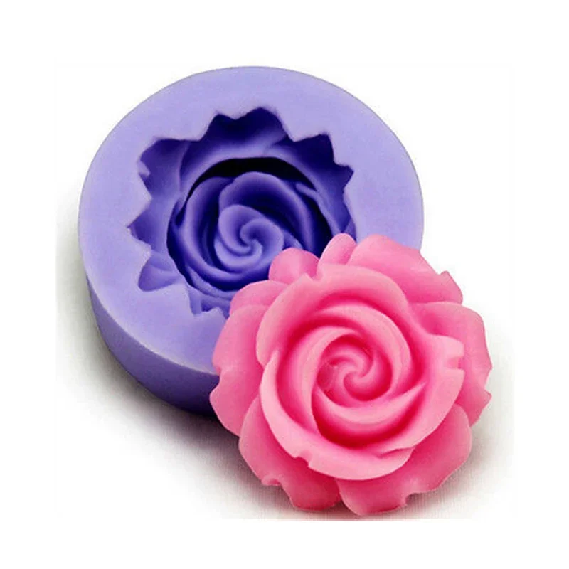 Small Silicone Mold 3.6*1.6cm Rose Flower Mold Chocolate Candy Resin Clay Crafts Molds Sugarcraft Fondant Cake Decorating Tools