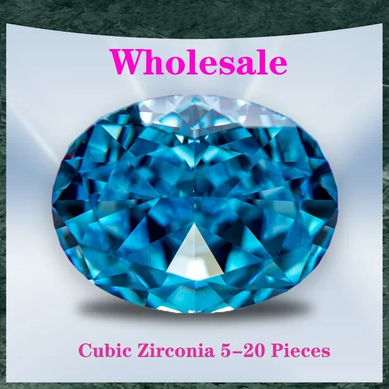 

Cubic Zirconia Wholesale No Certificate Crushed Ice Cut Oval Shape Aquamarine Color Charms Beads for Top Jewelry Making Material