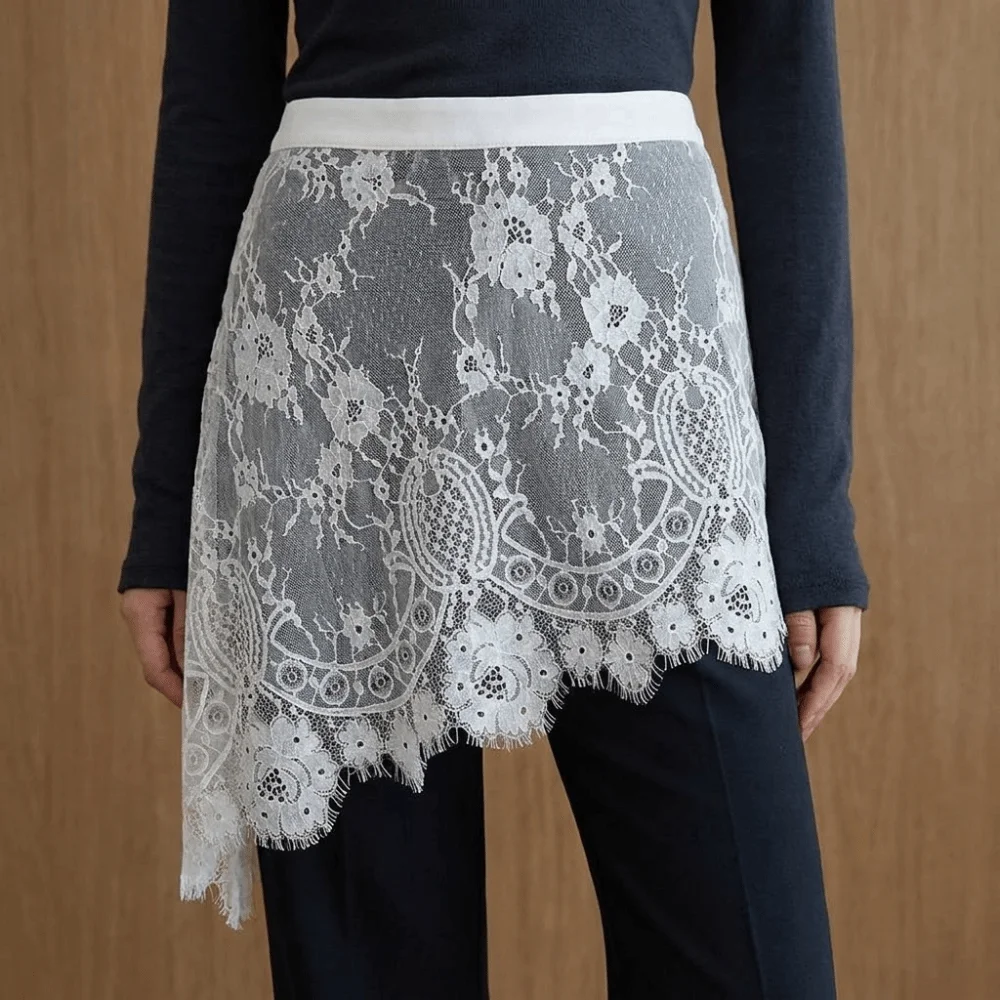 Irregular Lace Underskirt Slips Anti-glare Asymmetric Mesh Underskirt Slips Dress Cheongsam Loose Lining Petticoat Women Girls