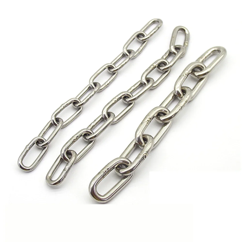 1/5/10Meter Length 1.2-10MM Diameter Highly Polished Welded 304 Stainless Steel Long Short Link Chain for Lifting Binding