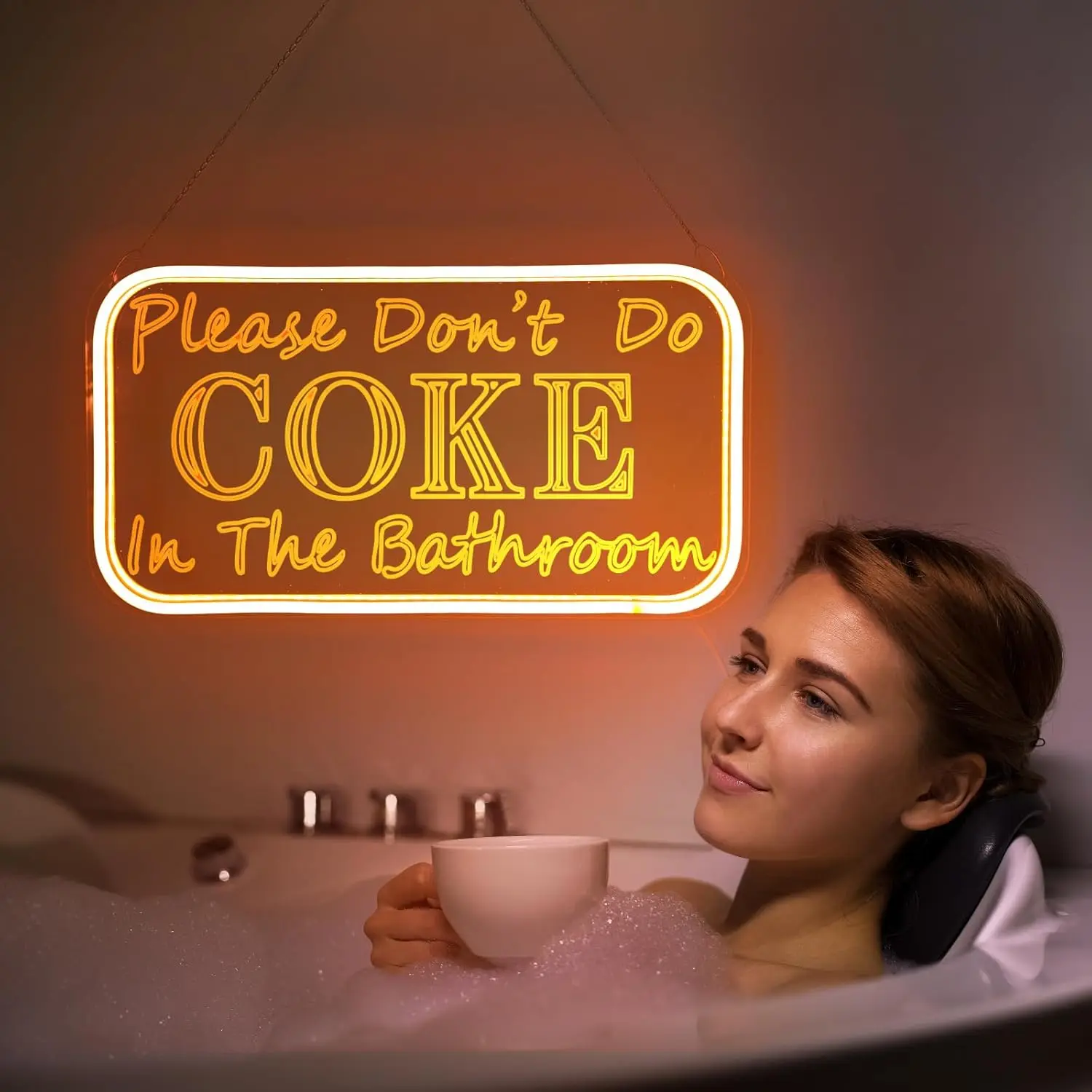 من فضلك لا تفعل فحم الكوك في الحمام، لافتة نيون لديكور الحائط، لافتة ضوء نيون مع سطوع قابل للتعديل، لافتة مضيئة #4