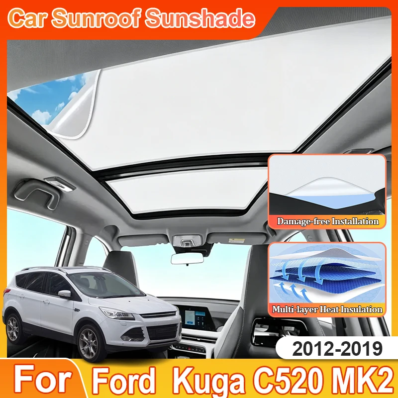 

For Ford Kuga Accesorios C520 MK2 2017 2012 2013 2014-2019 Electrostatic Adsorption Car Sunscreen Sunshades Anti UV Sun Visor