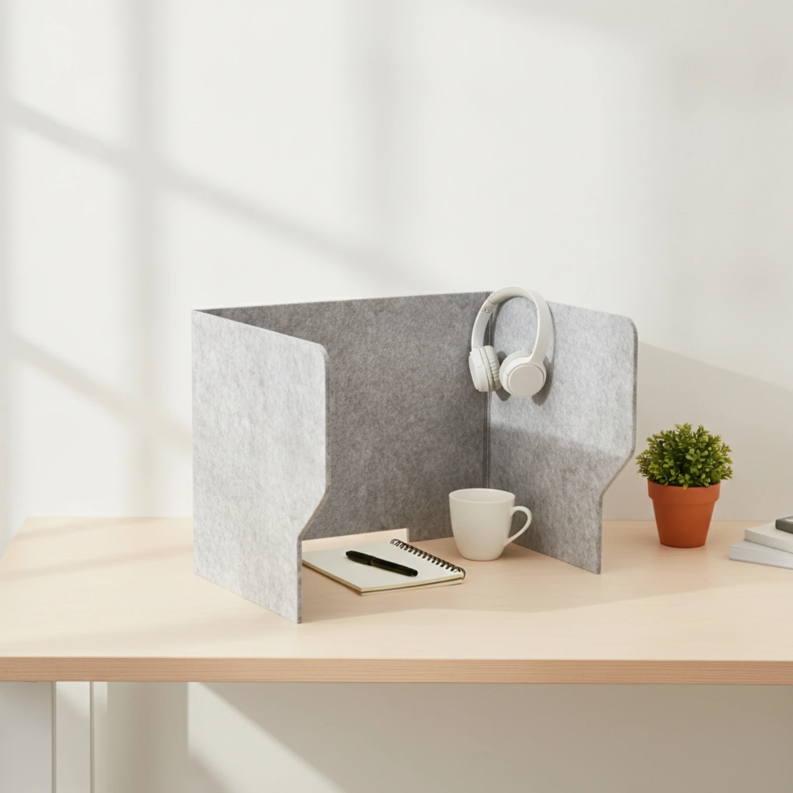 Desk Divider with Cutouts Three-Sided Desk Screen with Cutout Acoustic Table Screen Noise Reducing Compact for Office Workers