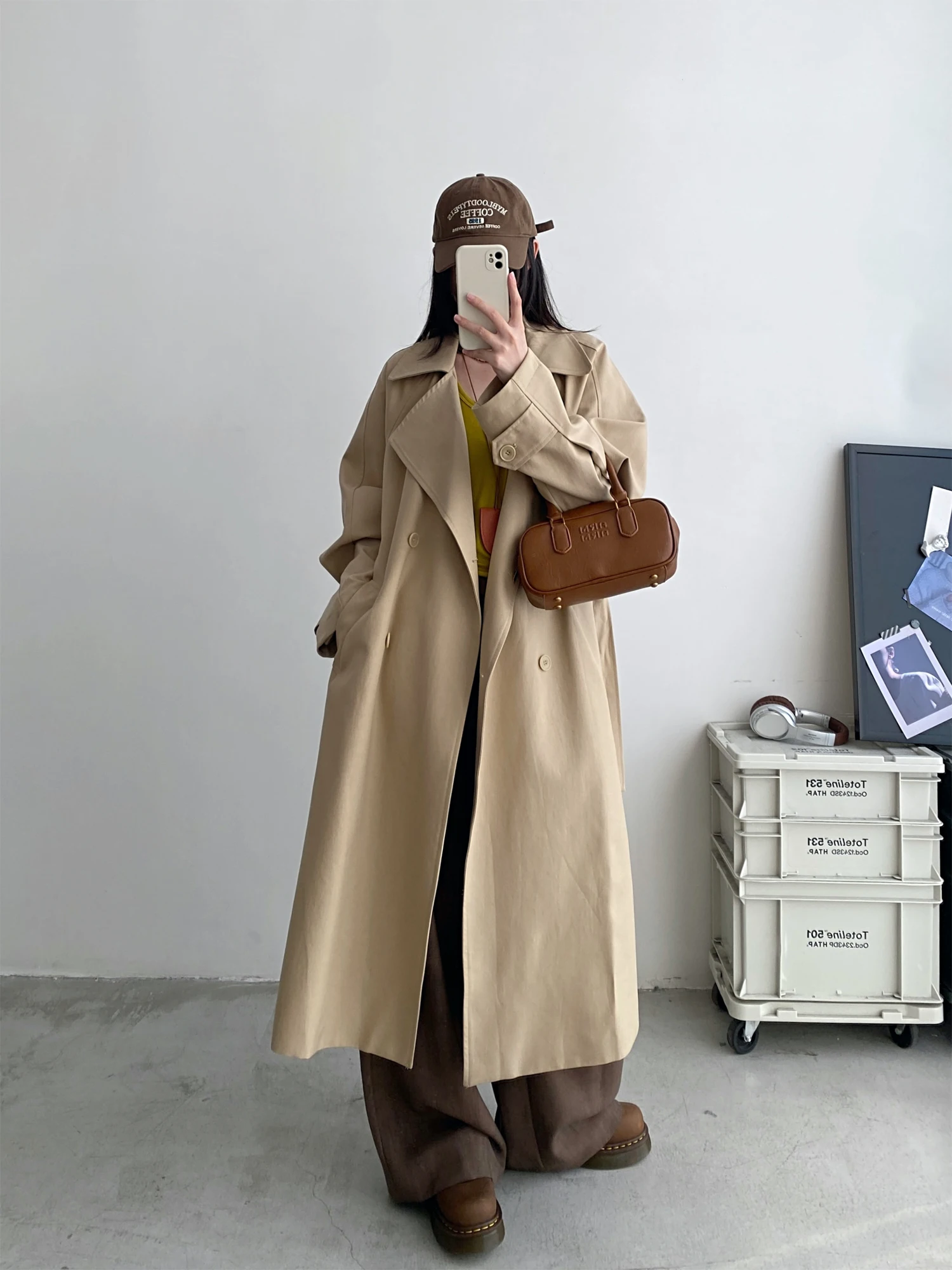 

Runway Sle Wide Fit oulder Sve Long Collar Women's Autumn Coat Silk Material Lazy Faion Long Outerwear Coat