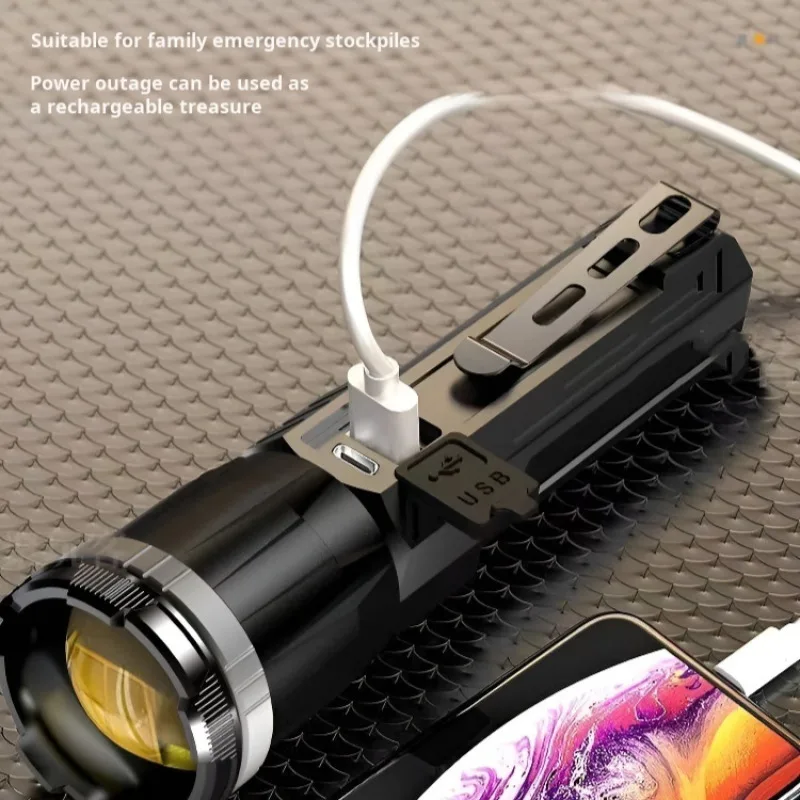 Strong light flashlight large capacity multifunctional outdoor portable