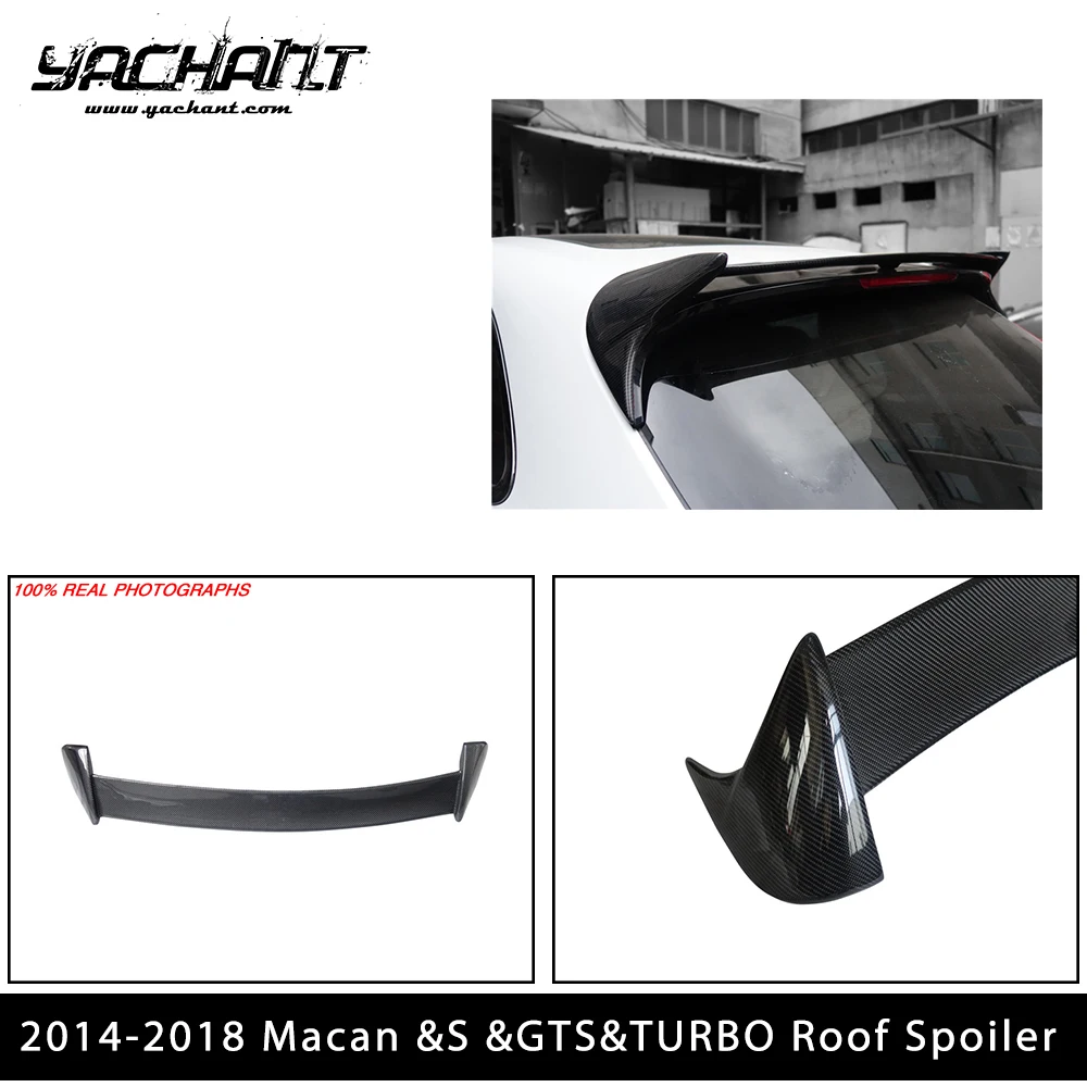 Car Accessories Carbon+ Fiber Glass CFRP  Roof Spoiler Fit For  2014-2018 Macan &S &GTS &TURBO