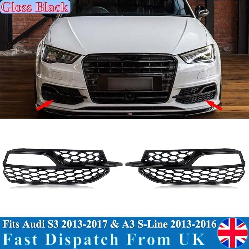 

For 2013-2016 Audi A3 S-Line S3 Front Fog Light Grille Covers LH+RH #8V3807682G