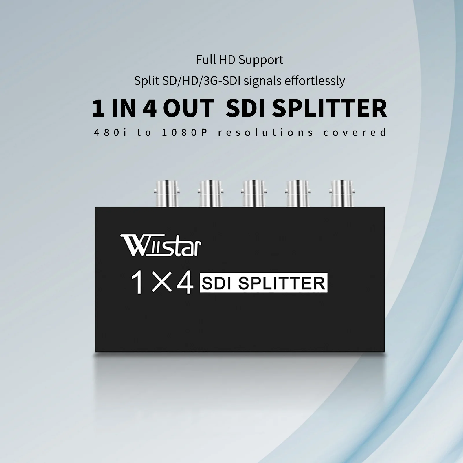 

Разветвитель SDI 1080P, распределительный видеоконвертер 1X4, поддерживает сигнал SD/HD/3G-SDI для камеры, проектора, монитора, системы DVR SDI