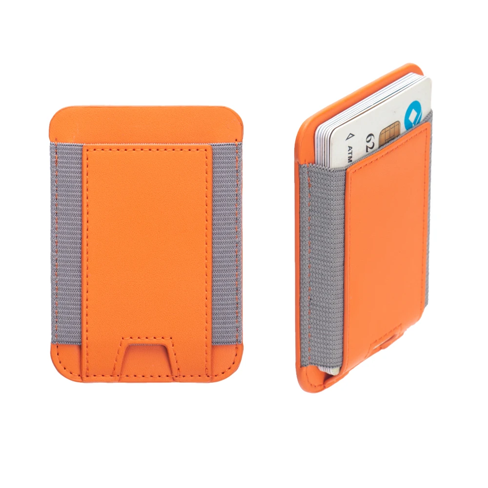 New Super-strong Leather Magnetic Card Holder for Iphone 12 13 14 Elastic Multi-card Slot Ultra-thin Design Anti-theft Cards Bag