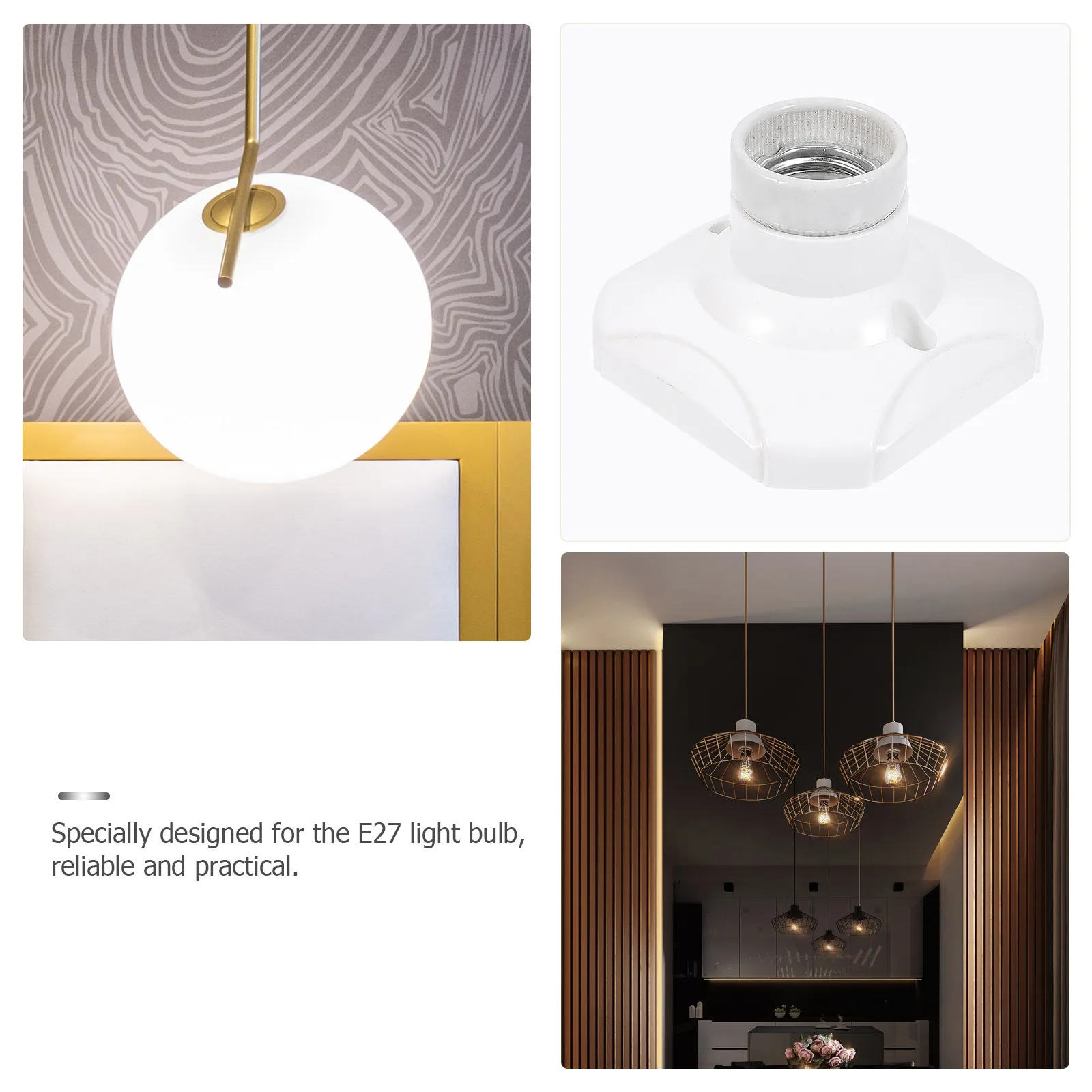 

8Pcs High Quality E27 Ceramic Lampholder Square Light Base Accessory Reliable Flame Retardant Socket for Lighting Projects