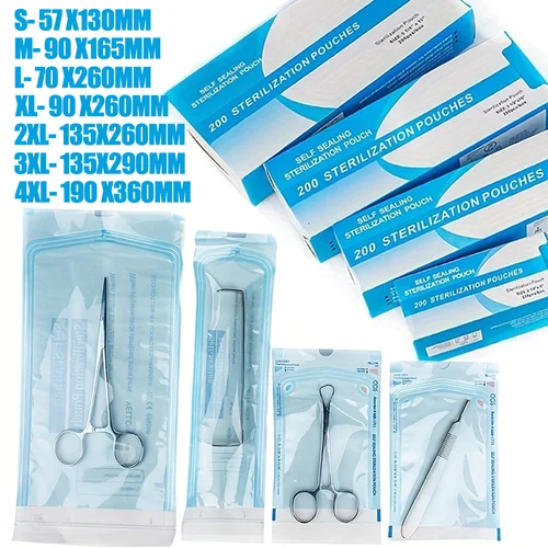 200/50/20 piezas bolsas de esterilización autoselladas de 7 tamaños bolsas autoadhesivas bolsas limpias para tatuaje accesorios de Arte de uñas Dental