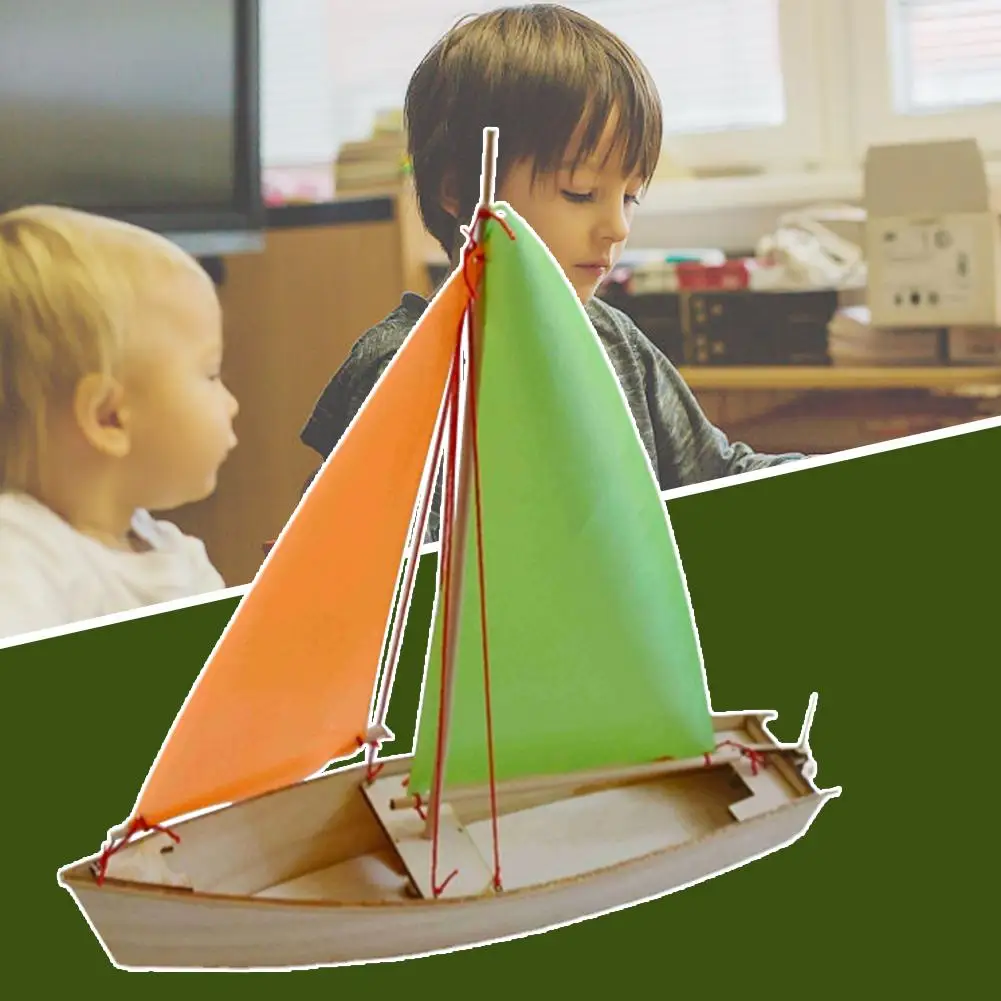 

DIY Self-propelled Sailing Wooden Boat Model Building Children's Model Kits Sailing Class Toys Handmade Assembling Wooden T U6C1